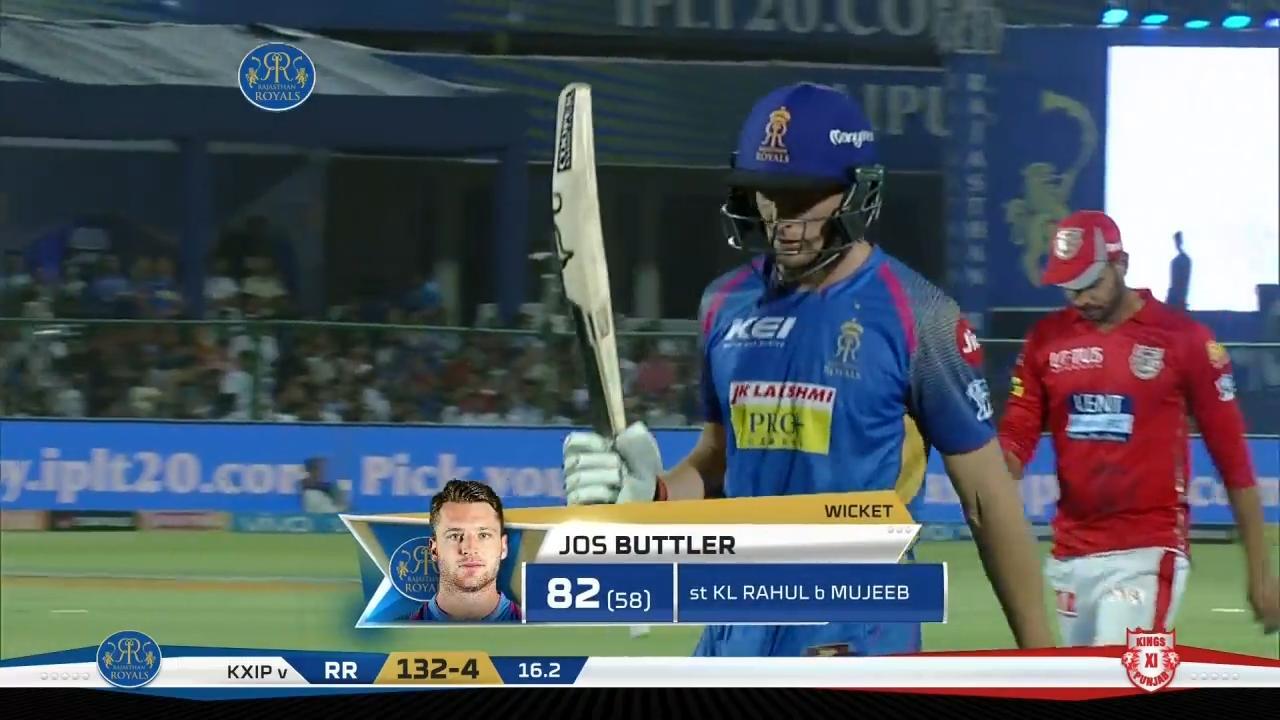 M40: RR vs KXIP – Jos Buttler Wicket background