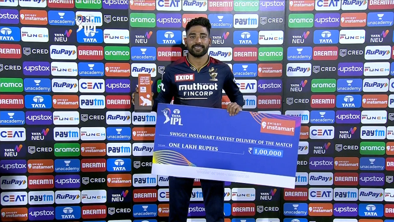 M60: RCB vs PBKS – Swiggy Instamart Fastest Delivery of the Match – Mohammed Siraj