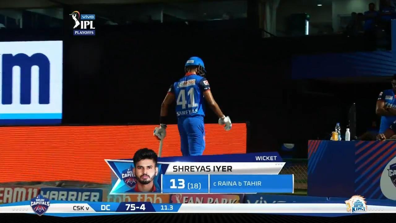 Q2: CSK vs DC – Shreyas Iyer Wicket background