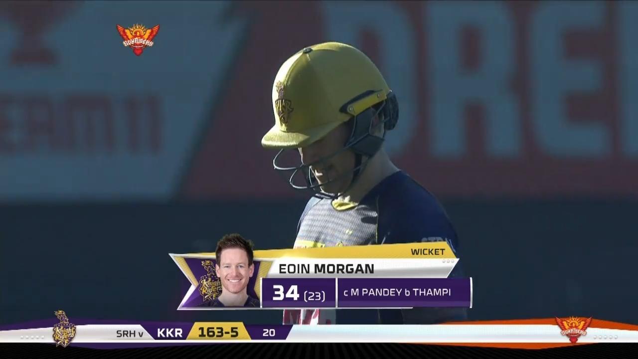 M35: SRH vs KKR – Eoin Morgan Wicket