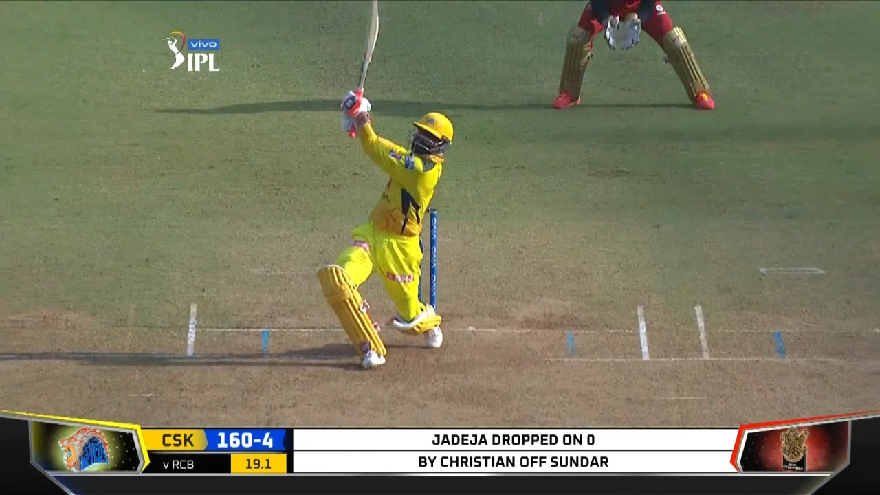 M19: CSK vs RCB – Ravindra Jadeja Six background