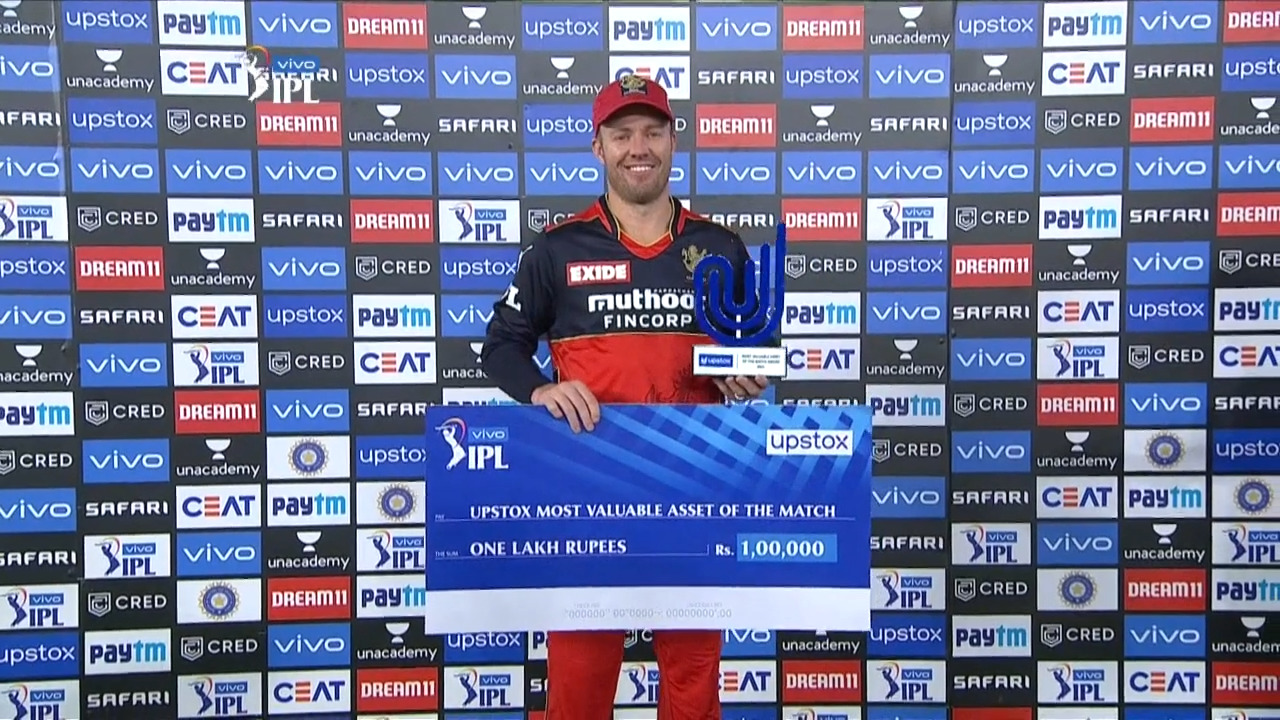 M22: DC vs RCB – Upstox most valuable Asset of the match – AB de Villiers