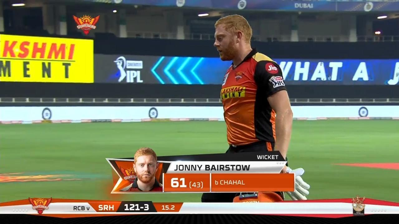 M03: SRH vs RCB – Jonny Bairstow Wicket background