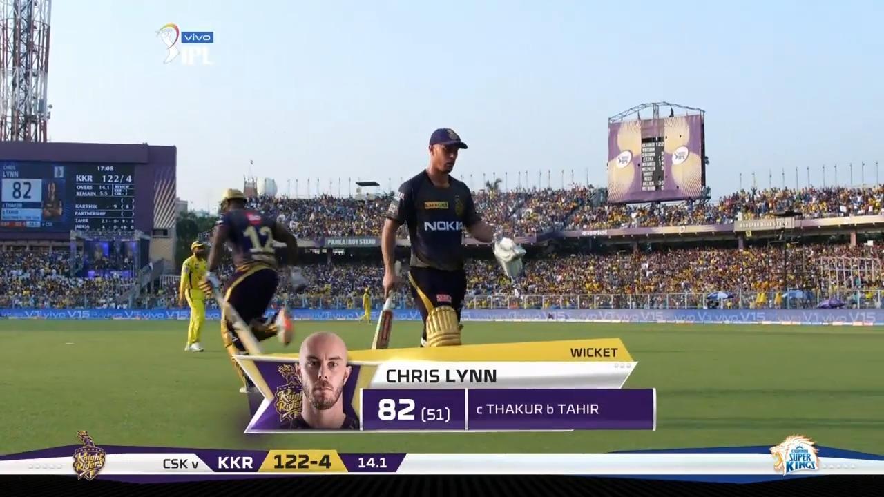 M29: KKR vs CSK – Chris Lynn Wicket