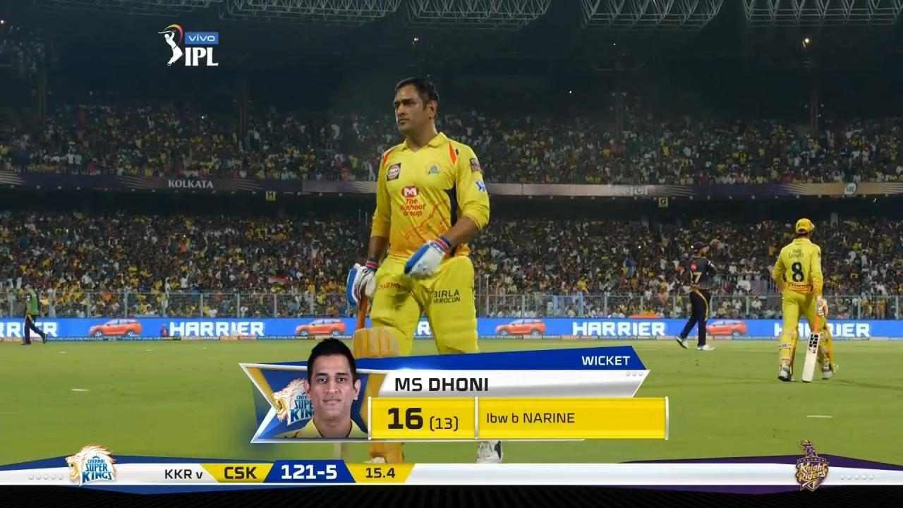 M29: KKR vs CSK – MS Dhoni Wicket background