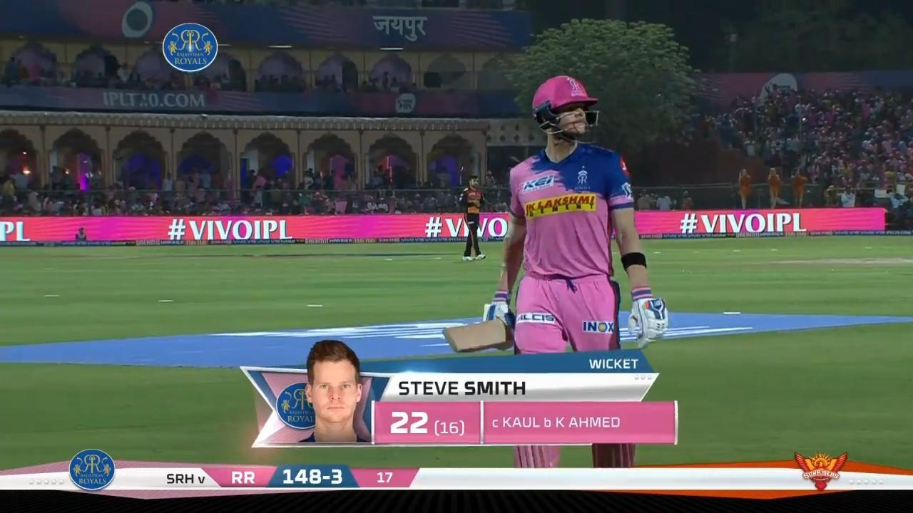 M45: RR vs SRH – Steve Smith Wicket