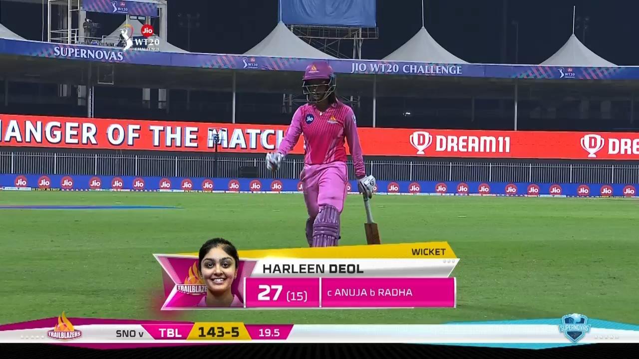M03: Trailblazers vs Supernovas – Harleen Deol Wicket