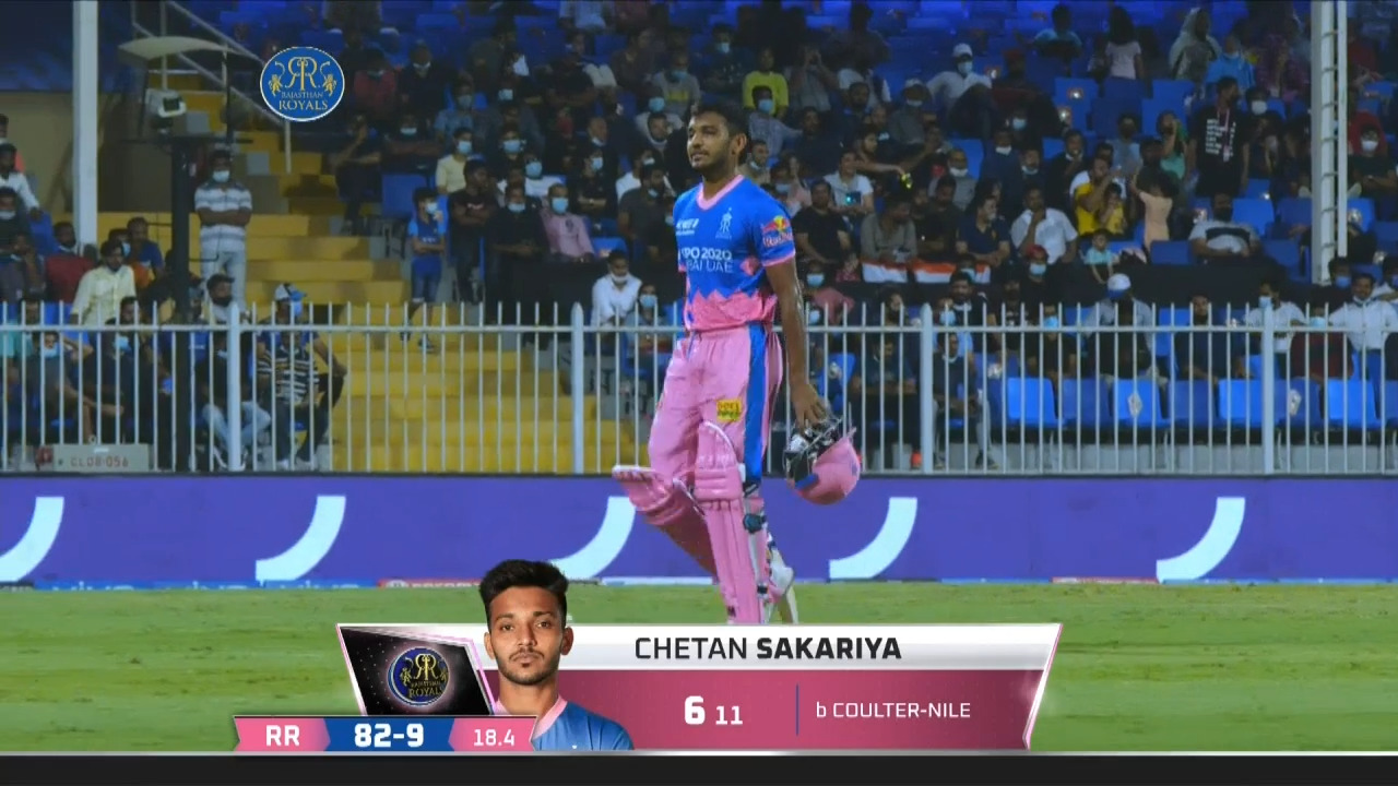 M51: RR vs MI – Chetan Sakariya Wicket