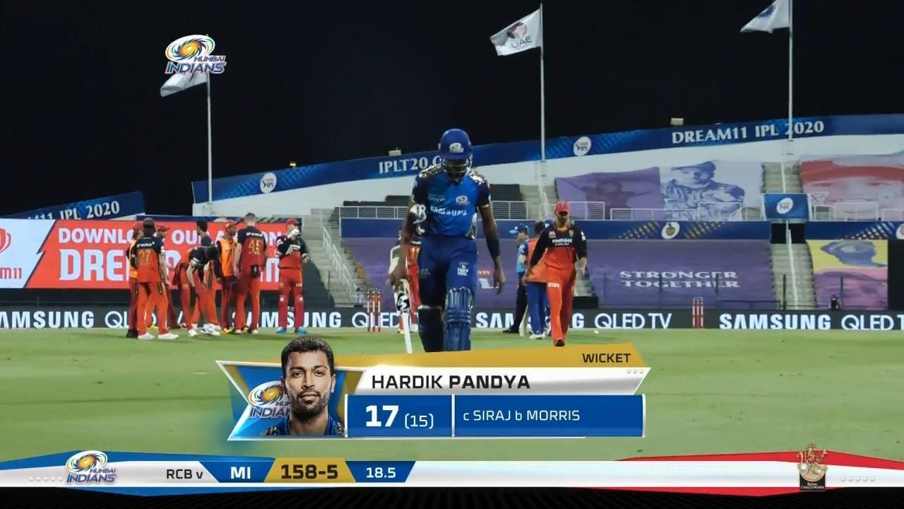 M48: MI vs RCB – Hardik Pandya Wicket