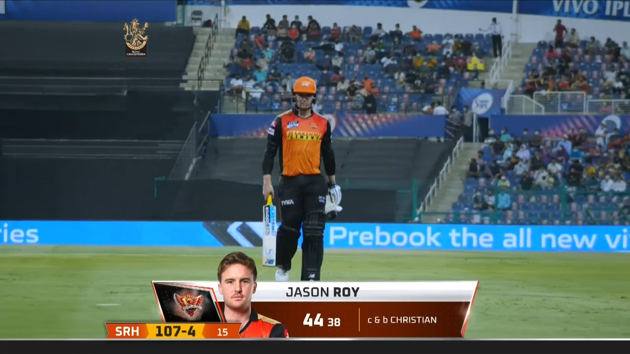 M52: RCB vs SRH – Jason Roy Wicket background