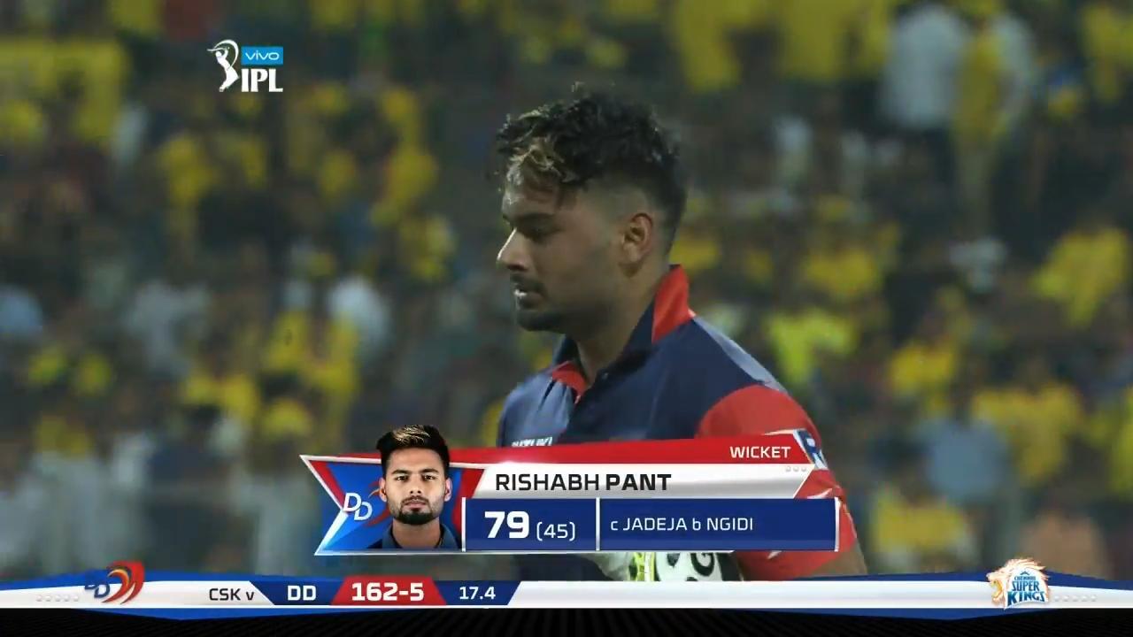 M30: CSK vs DD – Rishabh Pant Wicket