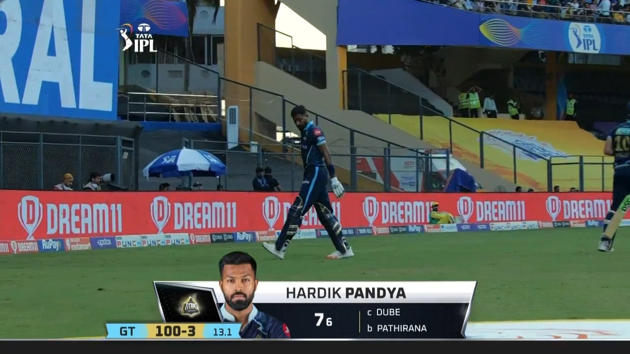 M62: CSK vs GT – Hardik Pandya Wicket
