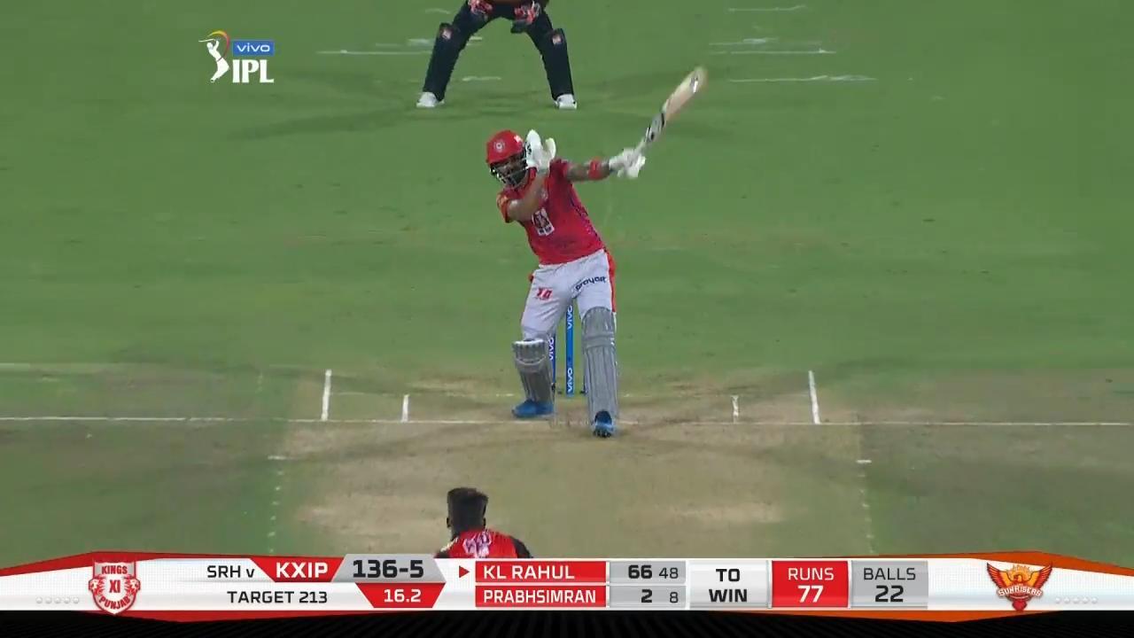 M48: SRH vs KXIP – KL Rahul Six