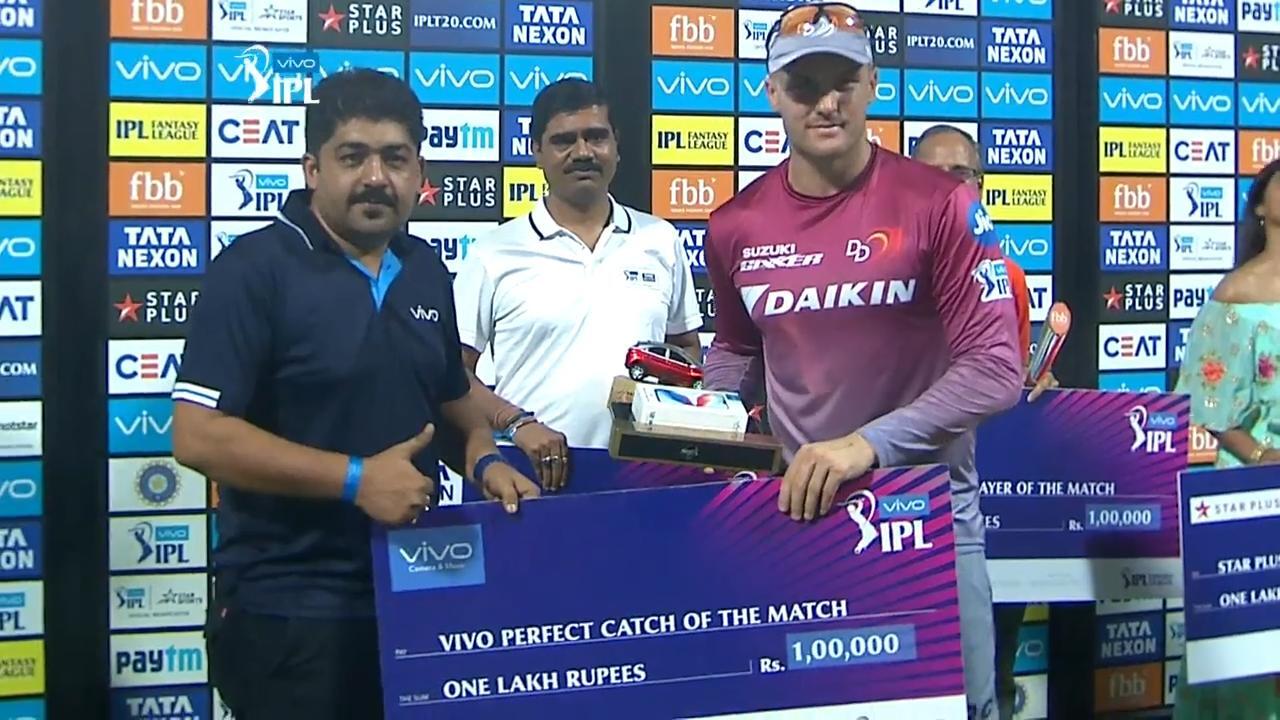 M13: KKR vs DD – VIVO perfect catch of the match – Jason Roy