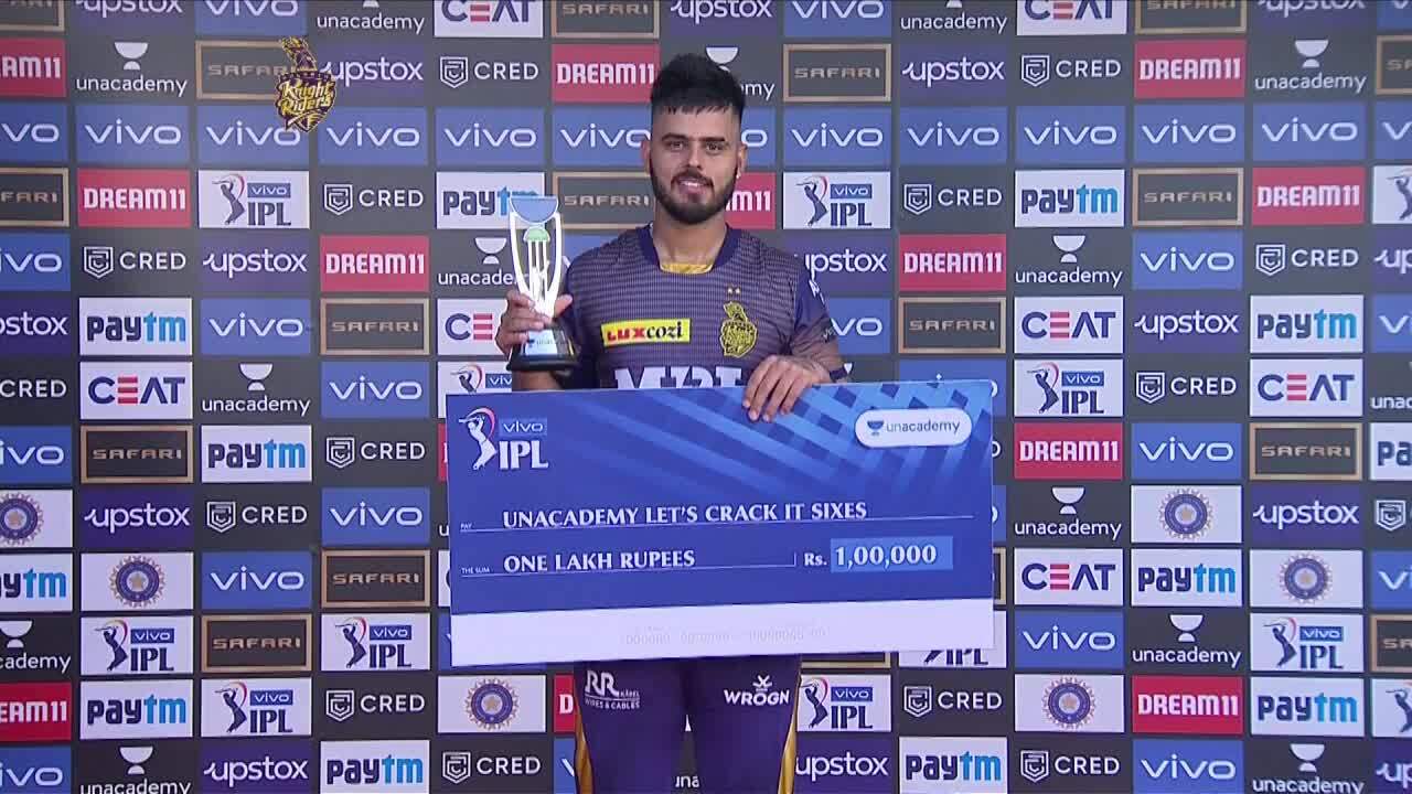 M41: KKR vs DC – Unacademy Lets Crack It Sixes of the Match – Nitish Rana background