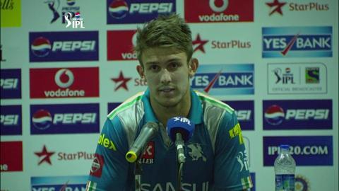 M6: PWI vs KXIP – Press Conference Mitchell Marsh background