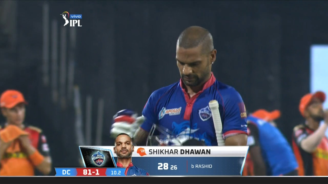 M20: SRH vs DC – Shikhar Dhawan Wicket