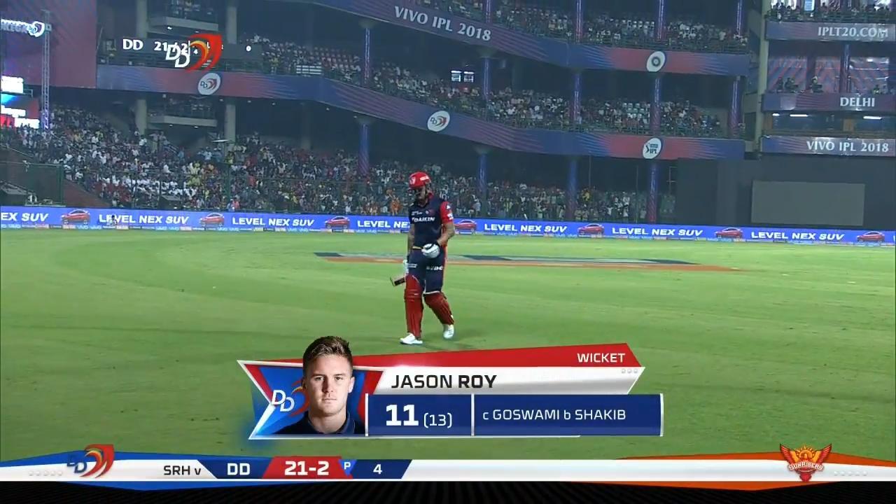 M42: DD vs SRH – Jason Roy Wicket
