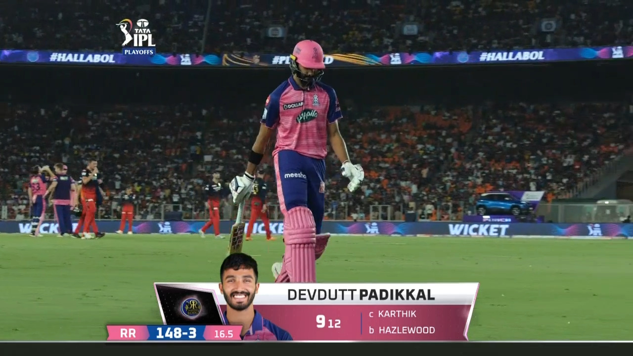 Q2: RR vs RCB – Devdutt Padikkal Wicket background