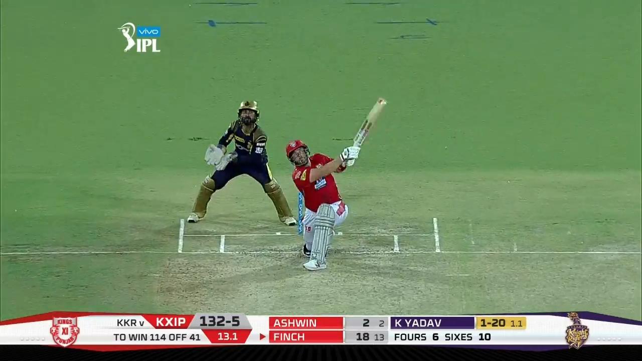 M44: KXIP vs KKR – Aaron Finch Six background