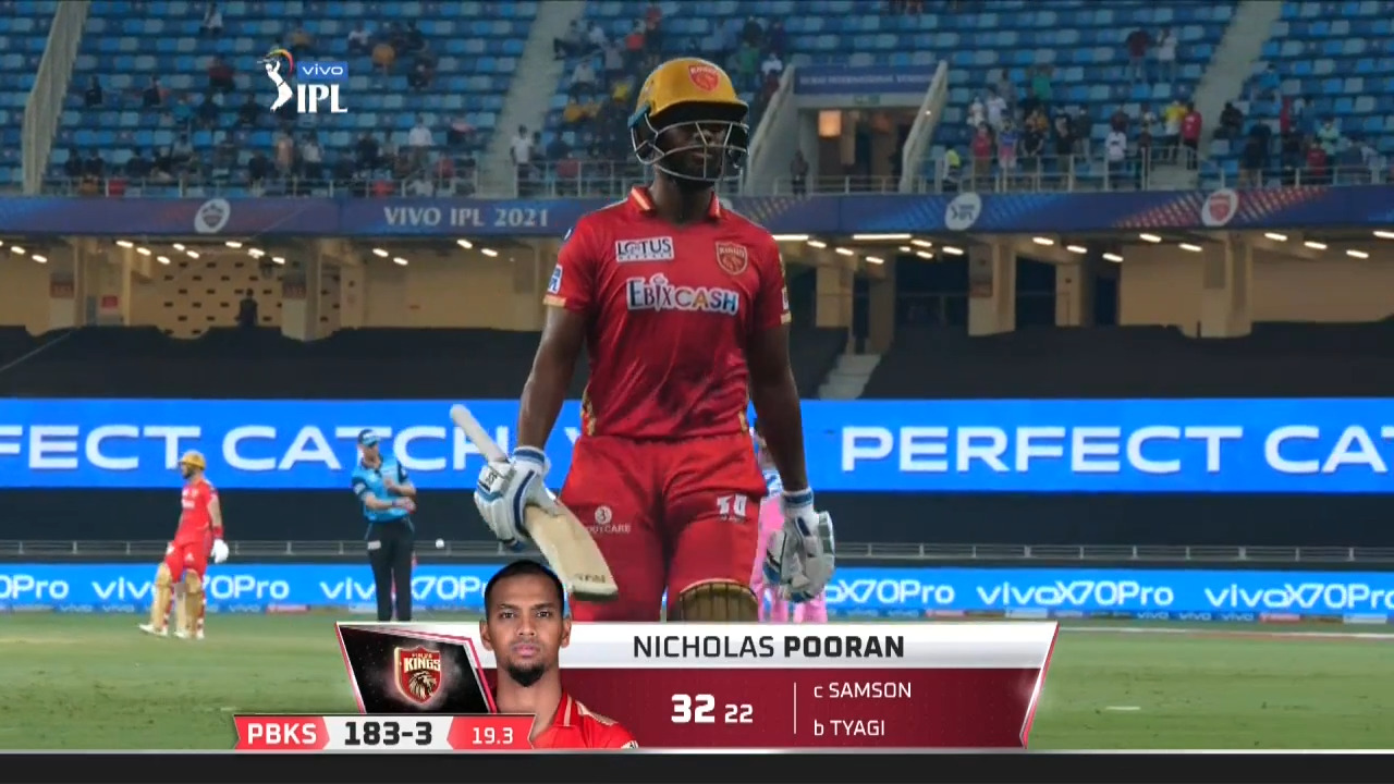 M32: PBKS vs RR – Nicholas Pooran Wicket background