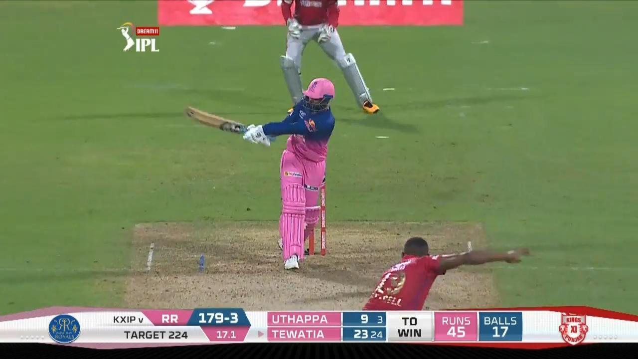 M09: RR vs KXIP – Rahul Tewatia Six background