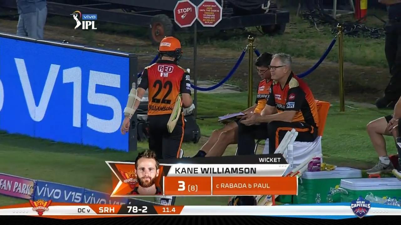 M30: SRH vs DC – Kane Williamson Wicket