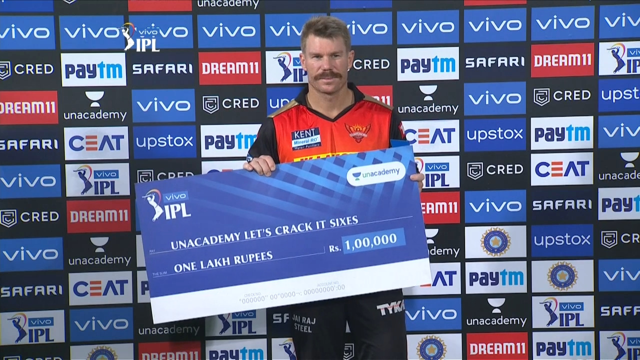 M23: CSK vs SRH – Unacademy Lets Crack It Sixes of the Match – David Warner background
