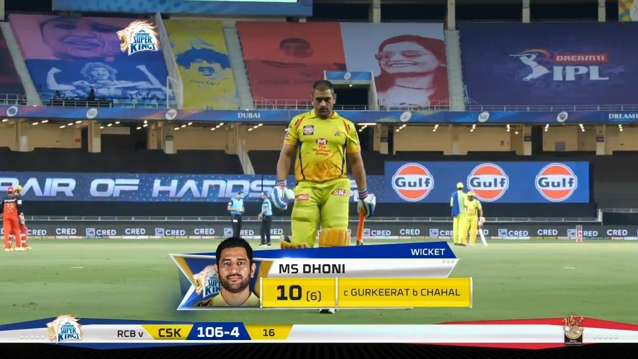 M25: CSK vs RCB – MS Dhoni Wicket