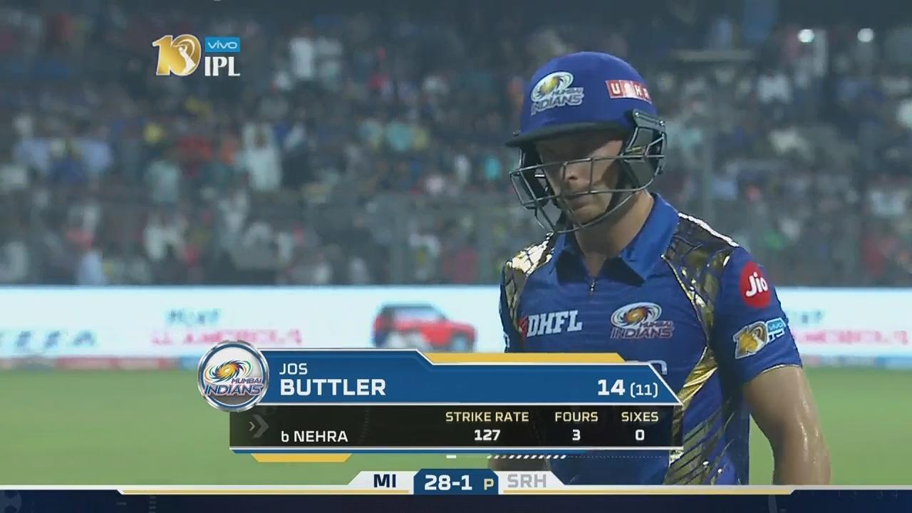 M10: MI vs SRH – Jos Buttler Wicket