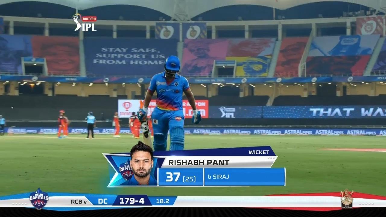 M19: RCB vs DC – Rishabh Pant Wicket