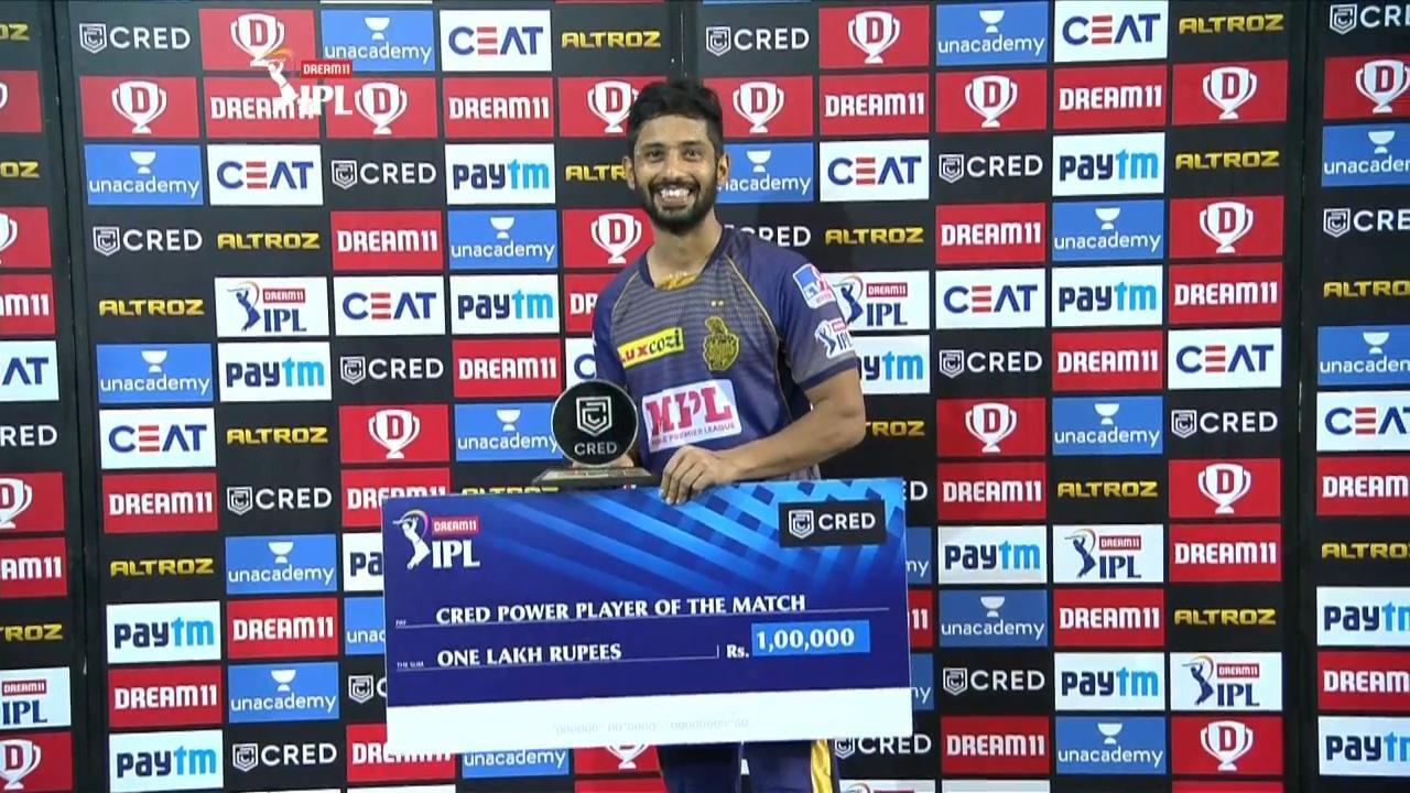 M21: KKR vs CSK – CRED Power Player of the Match – Rahul Tripathi background