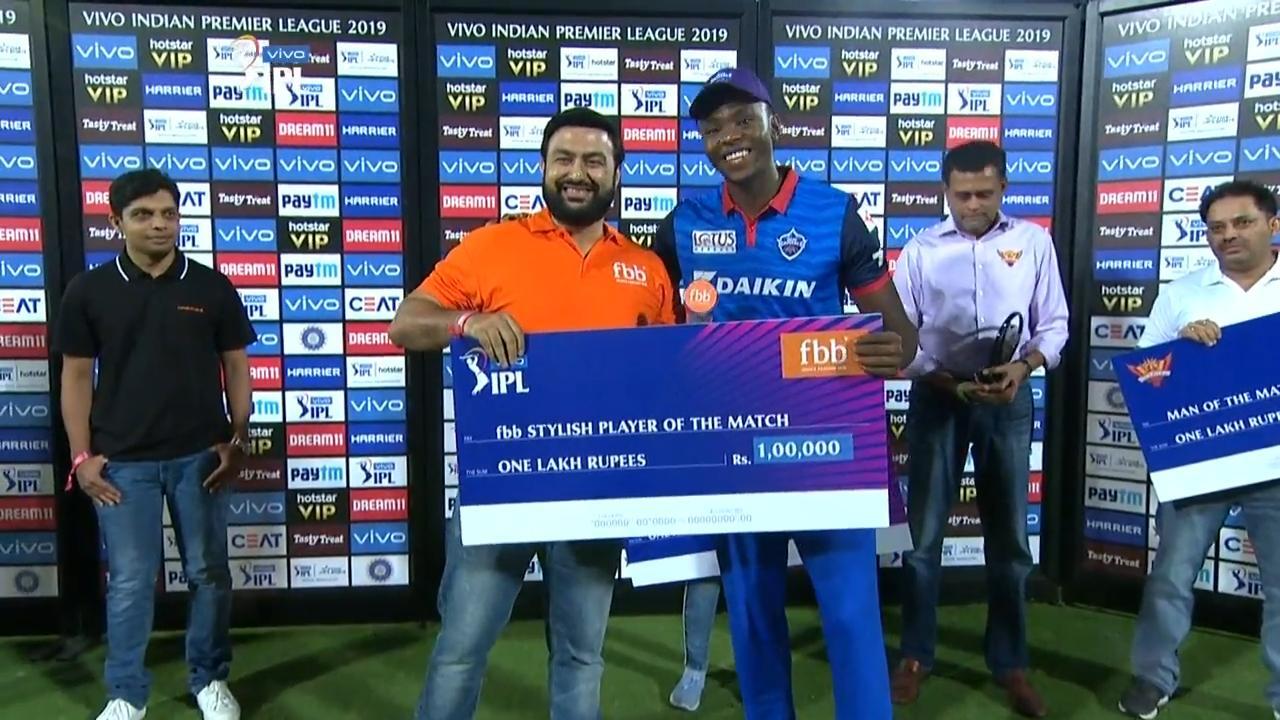 M30: SRH vs DC – fbb Stylish Player of the Match – Kagiso Rabada