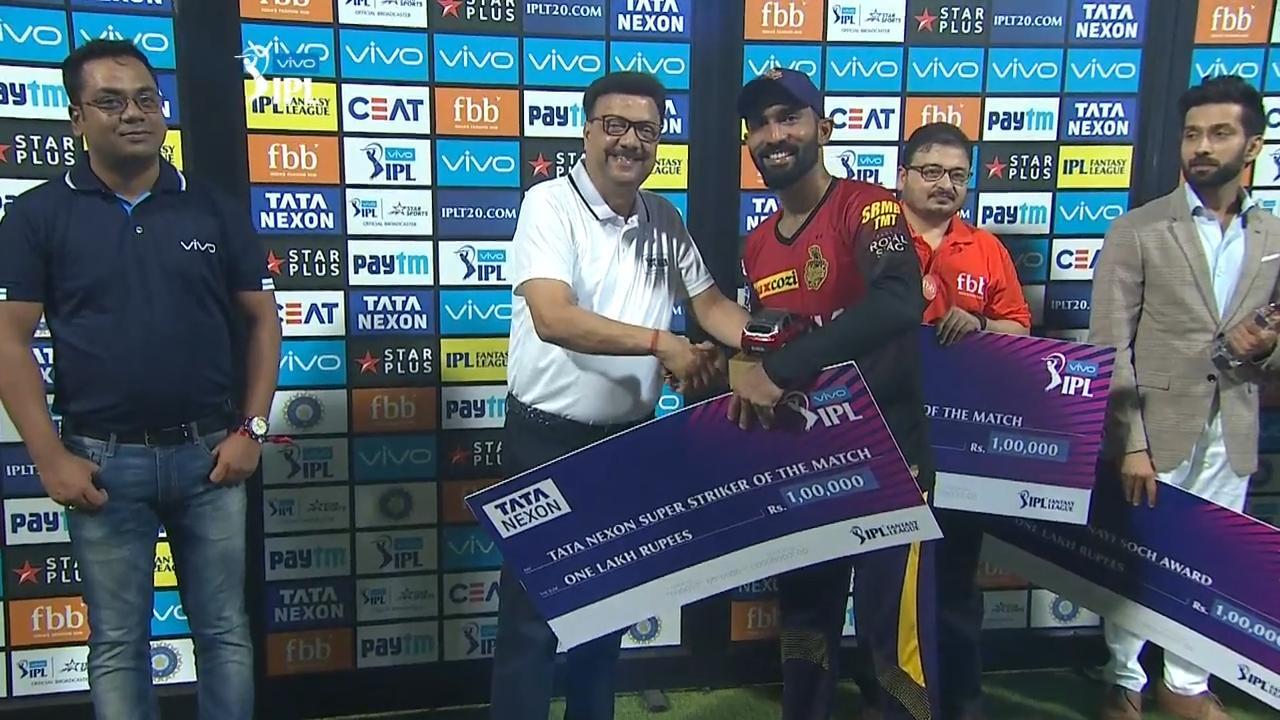 M33: KKR vs CSK – TATA Nexon Super Striker of the Match – Dinesh Karthik background