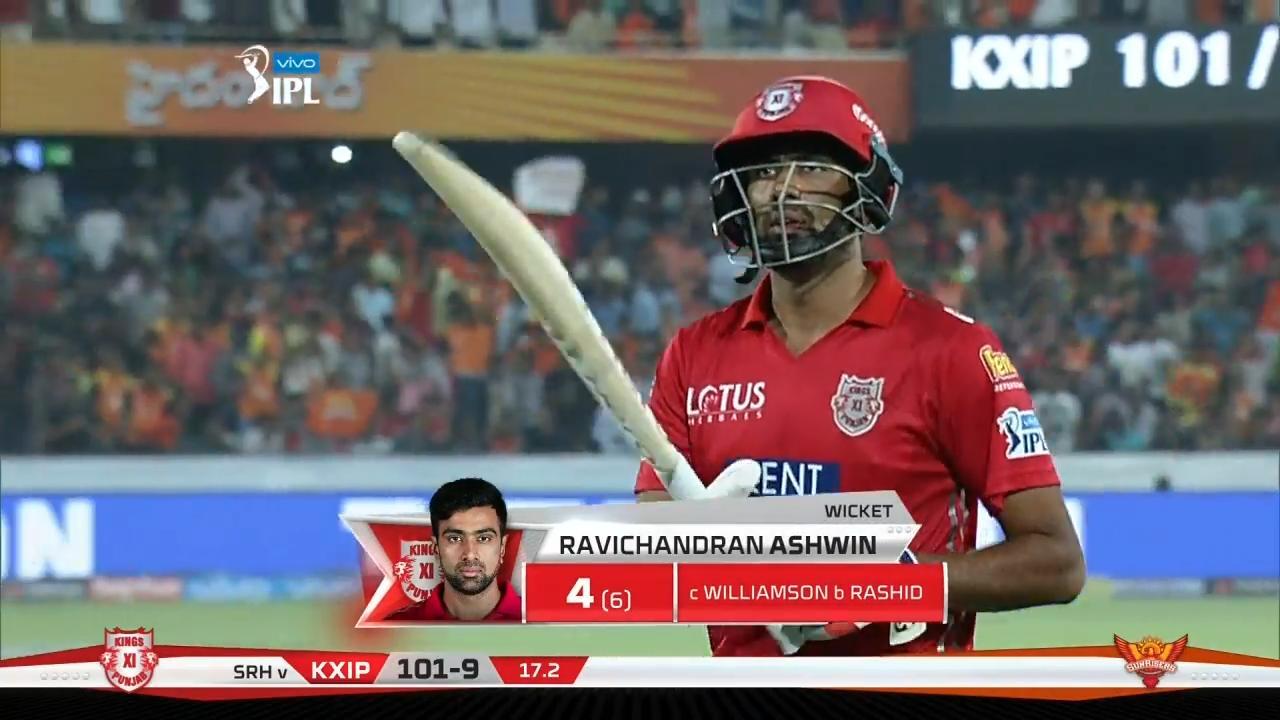 M25: SRH vs KXIP – Ravichandran Ashwin Wicket