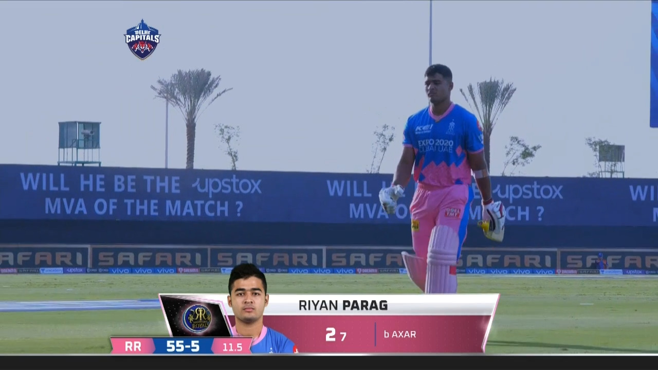 M36: DC vs RR – Riyan Parag Wicket