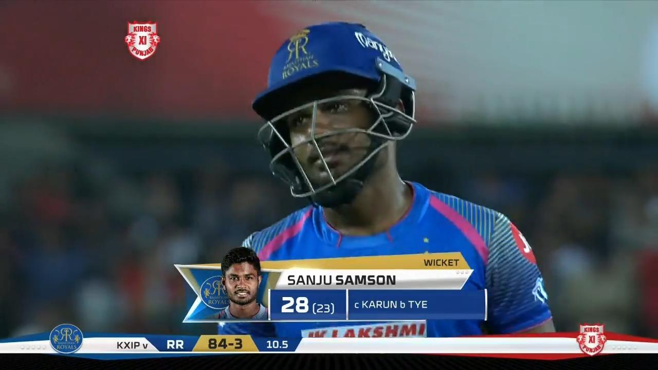 M38: KXIP vs RR – Sanju Samson Wicket