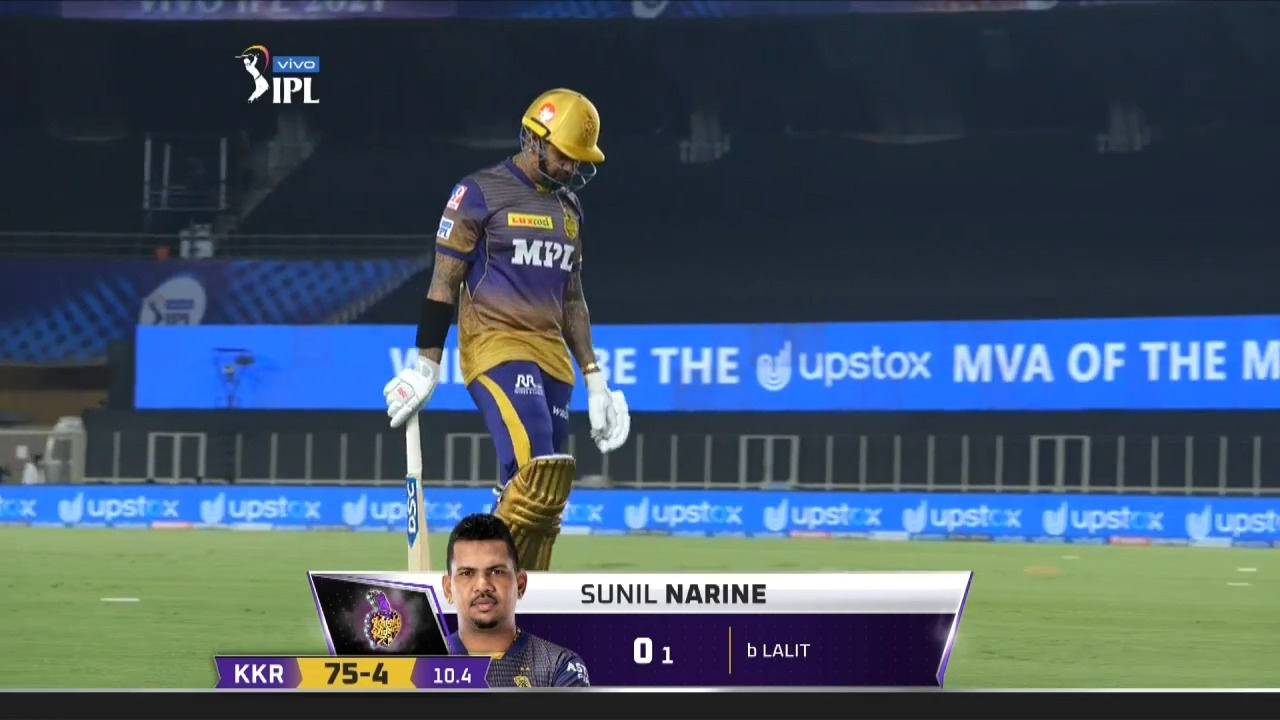 M25: DC vs KKR – Sunil Narine Wicket background
