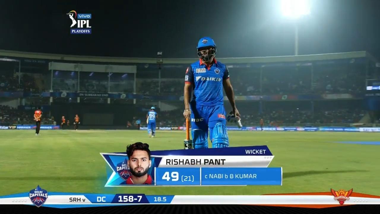 Eliminator: DC vs SRH – Rishabh Pant Wicket background