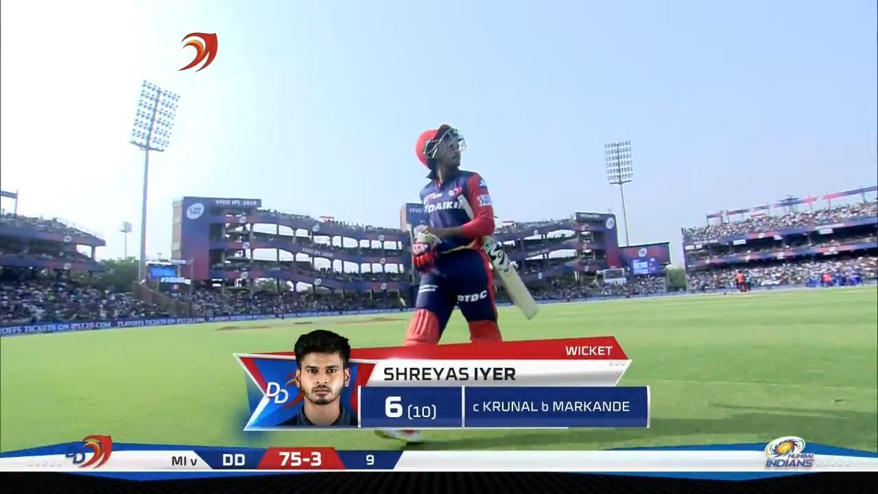 M55: DD vs MI – Shreyas Iyer Wicket