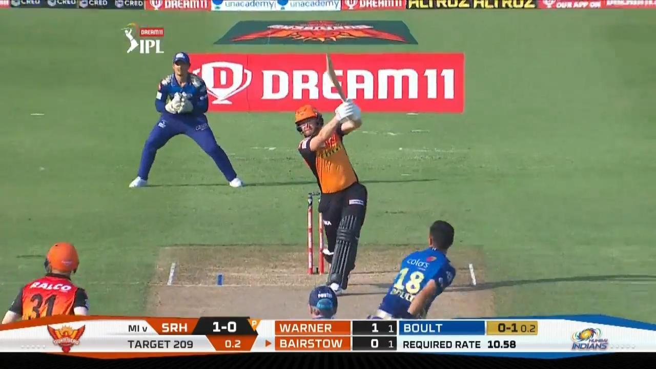 M17: MI vs SRH – Jonny Bairstow Six
