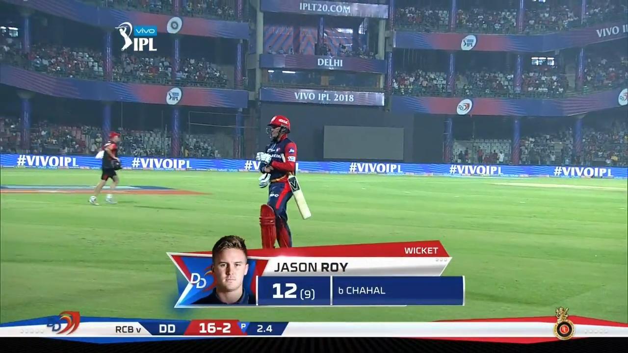 M45: DD vs RCB – Jason Roy Wicket background