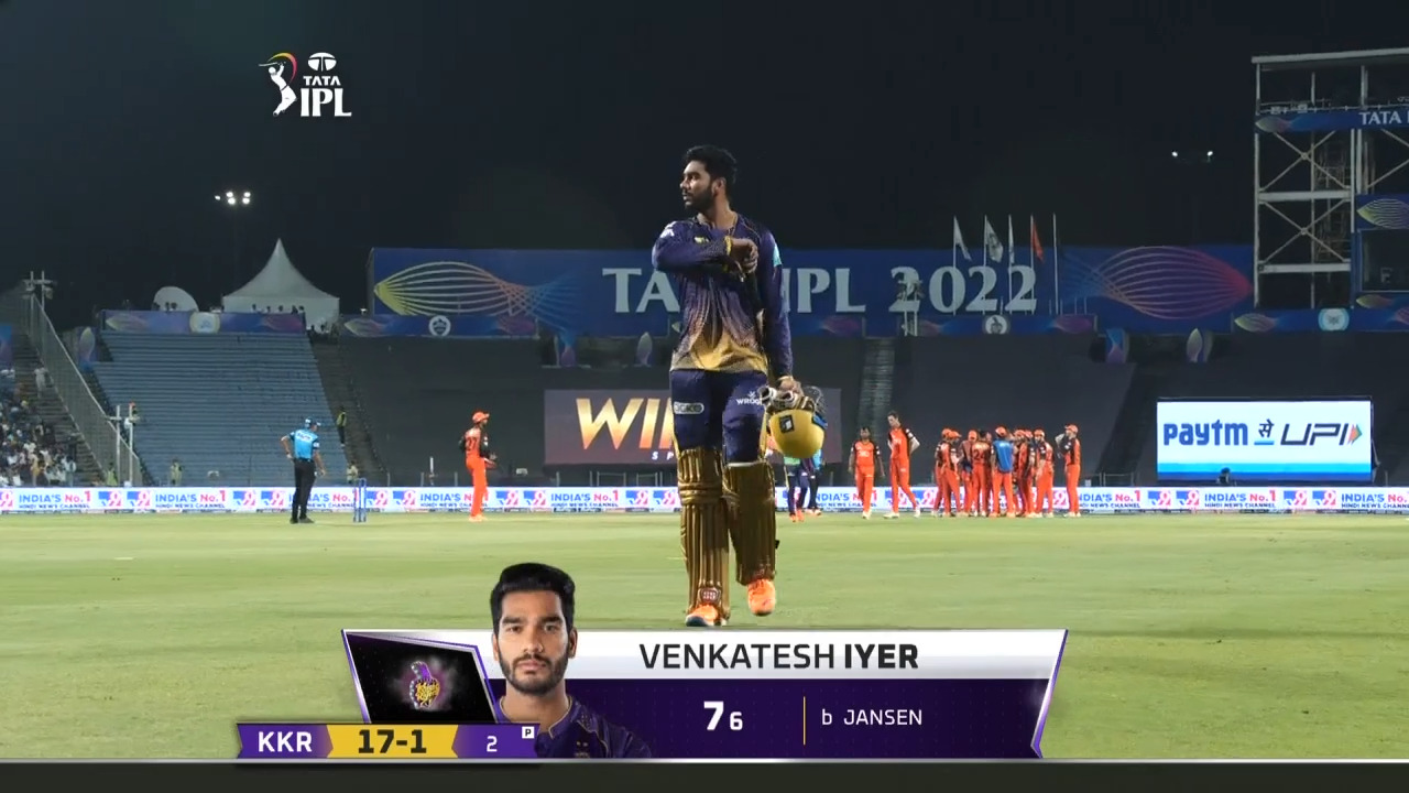 M61: KKR vs SRH – Venkatesh Iyer Wicket