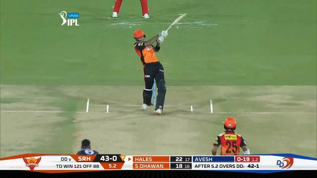 M36: SRH vs DD – Alex Hales Six