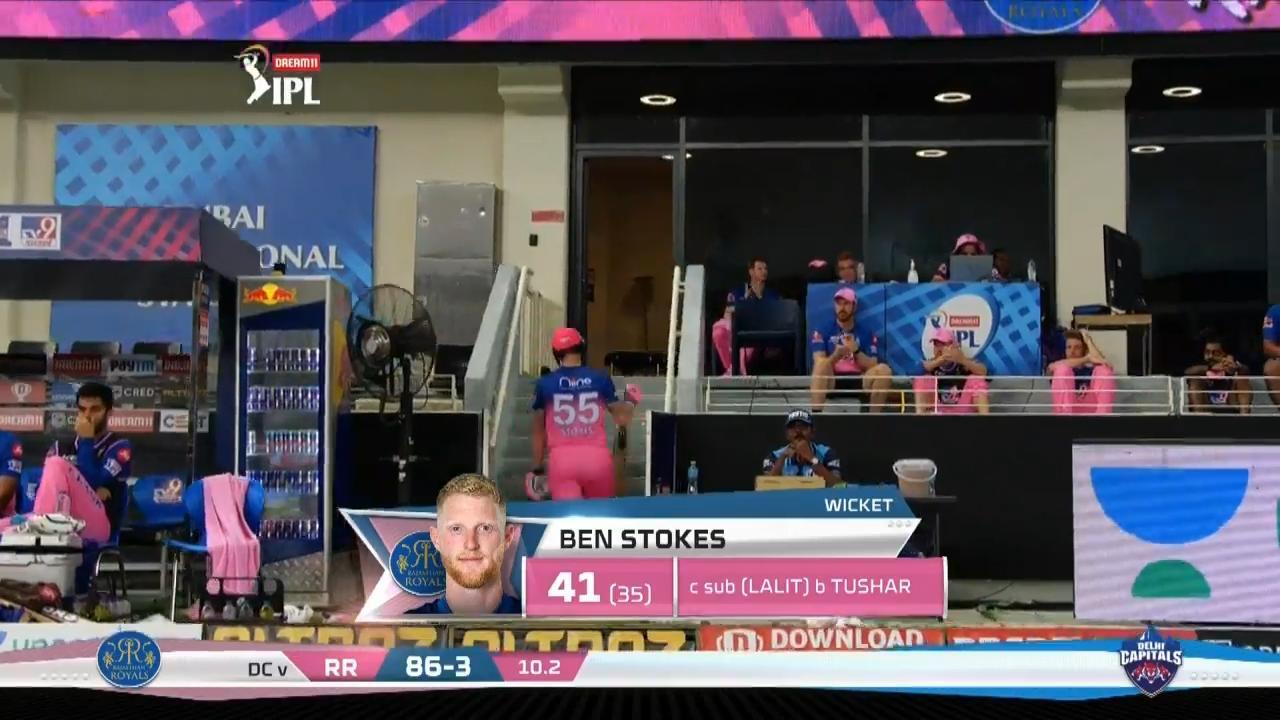 M30: DC vs RR – Ben Stokes Wicket