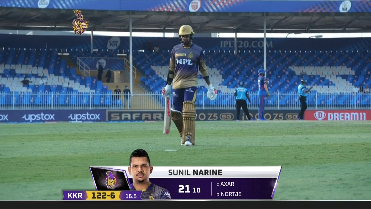 M41: KKR vs DC – Sunil Narine Wicket background