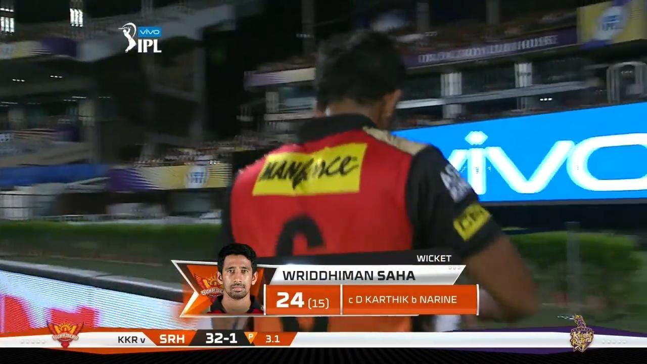 M10: KKR vs SRH – Wriddhiman Saha Wicket