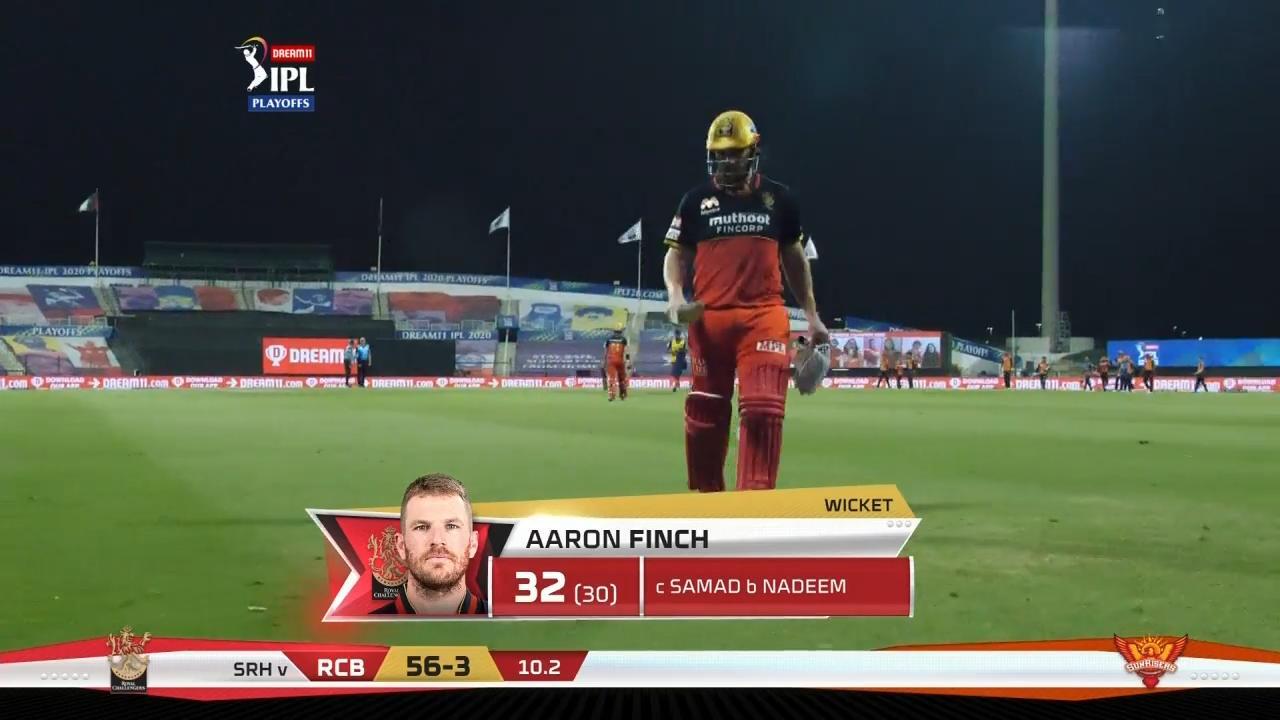 Eliminator: SRH vs RCB – Aaron Finch Wicket