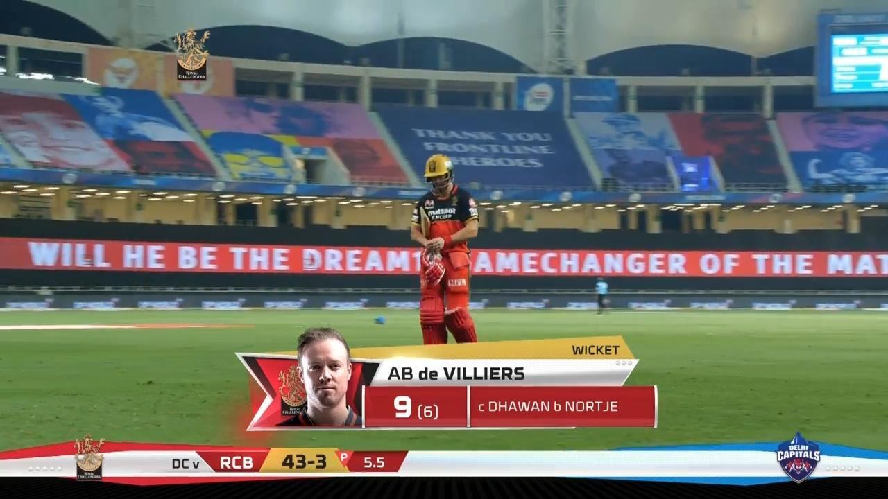 M19: RCB vs DC – AB de Villiers Wicket