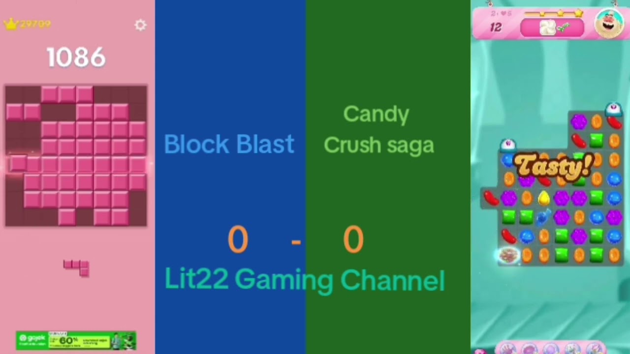 Block Blast vs (Candy Crush Saga) battle of the game!! Who's the winner is the game battle!!